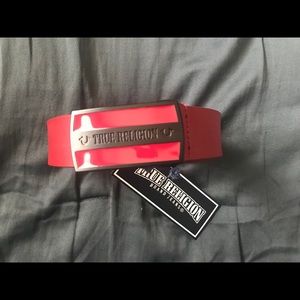 True Religion Red Belt With Buckle 